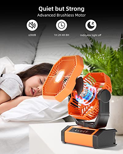 Battery Operated 20000mAh Camping Fan with LED Light