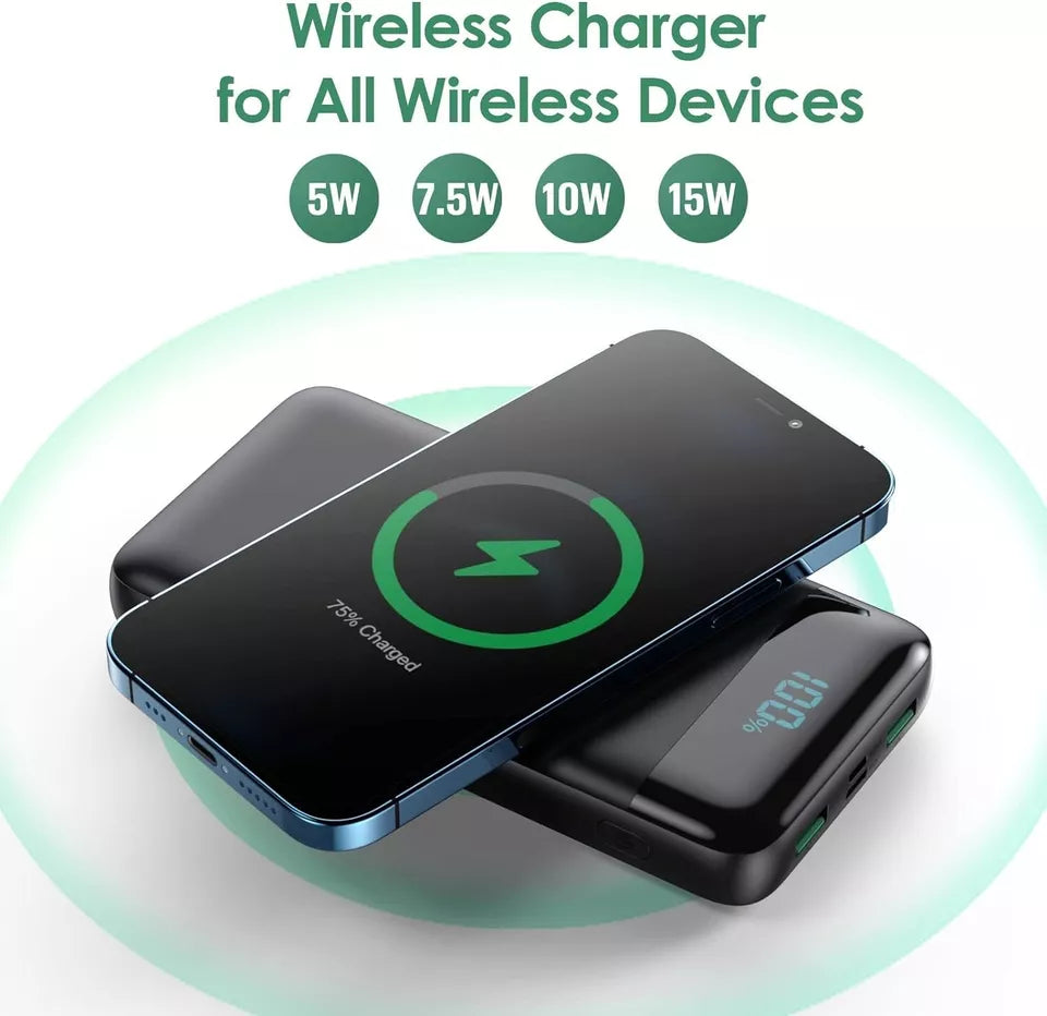 Wireless Portable Charger 30800mAh Wireless Charging Fast Charging Smart LCD Display Power Bank
